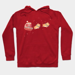 Santa Bear Sleigh Ride with Reindeers Hoodie